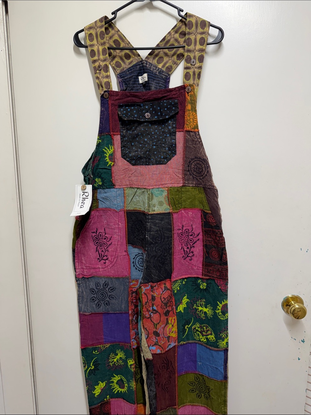 Patchwork Multi-Color Boho Overalls Jumpsuit